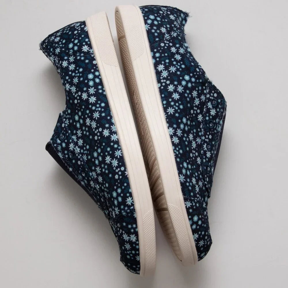 Spenco Santa Maria Sneake Canvas Floral Print Slip-On Shoes Navy Blue Size 7.5 - Picture 5 of 7